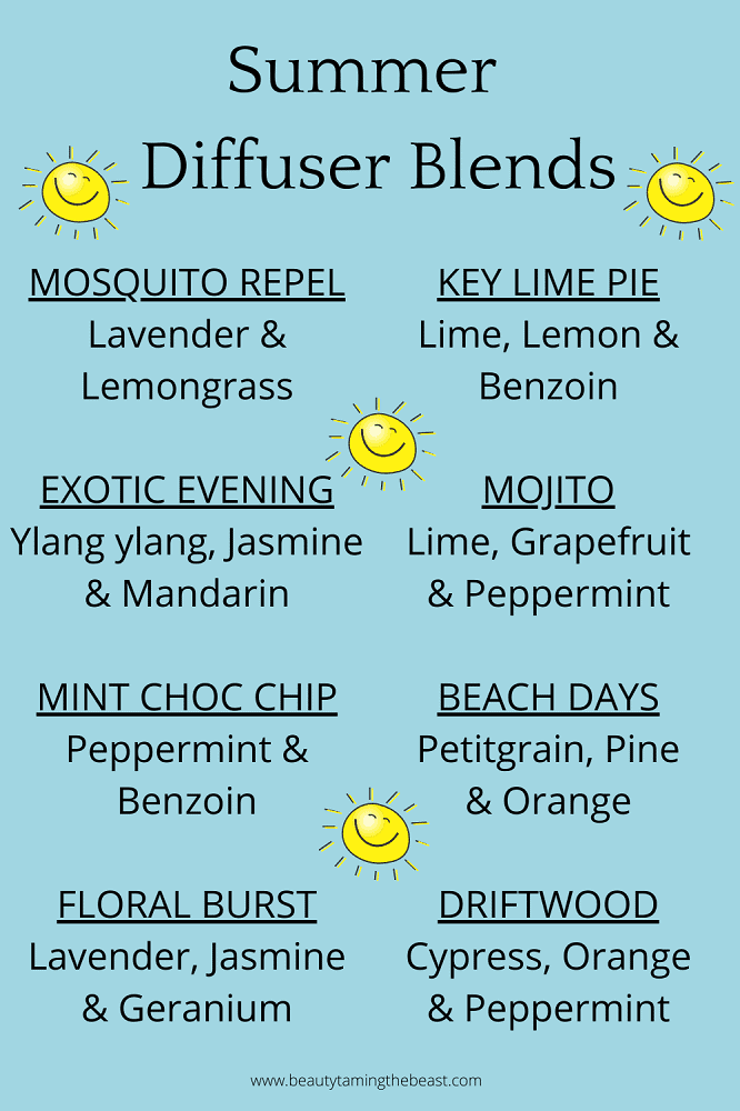 A list of summer diffuser blends
